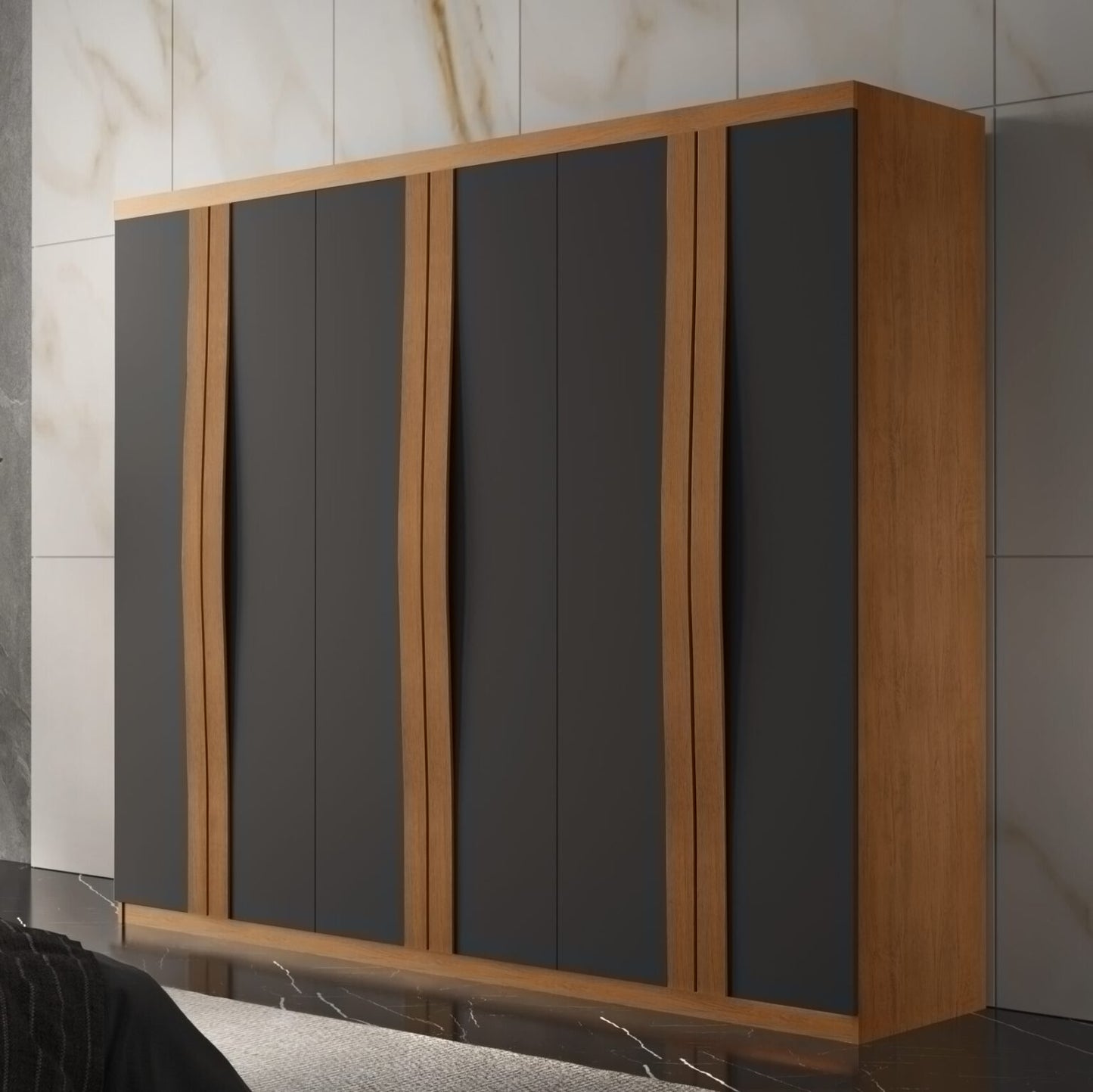 Guarda-Roupa 6 Portas Grécia 1,80 m Naturale/Grafite - Móveis furniture
