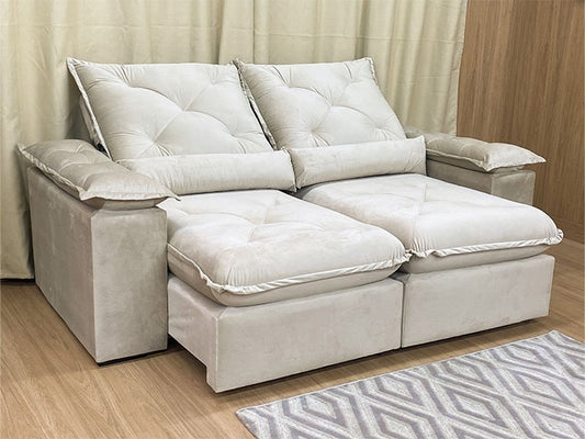 Sofá Retrátil Reclinável 2,30 m Bege 501 Zuqui Plus - Móveis furniture