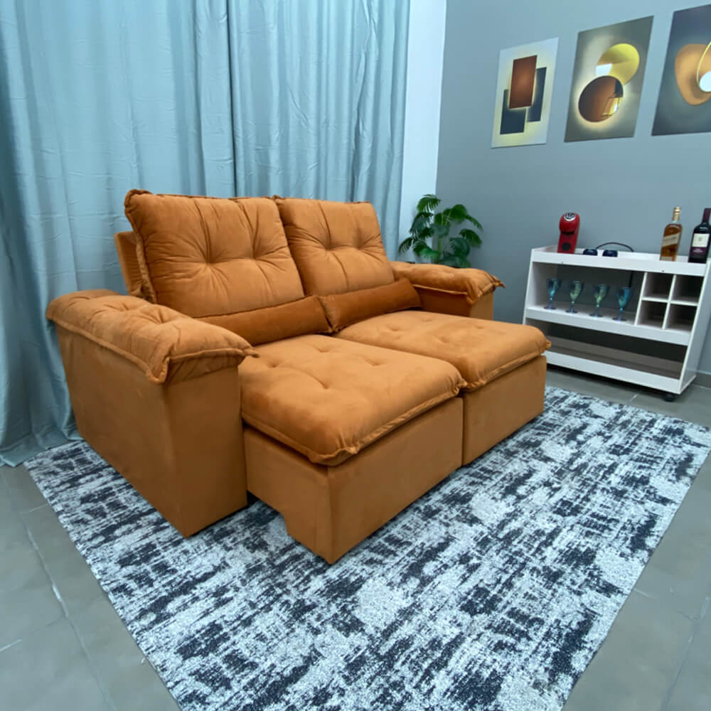 Sofá Arsenal 3 Lugares Retrátil e Reclinável 200cm Tecido Veludo - Móveis furniture