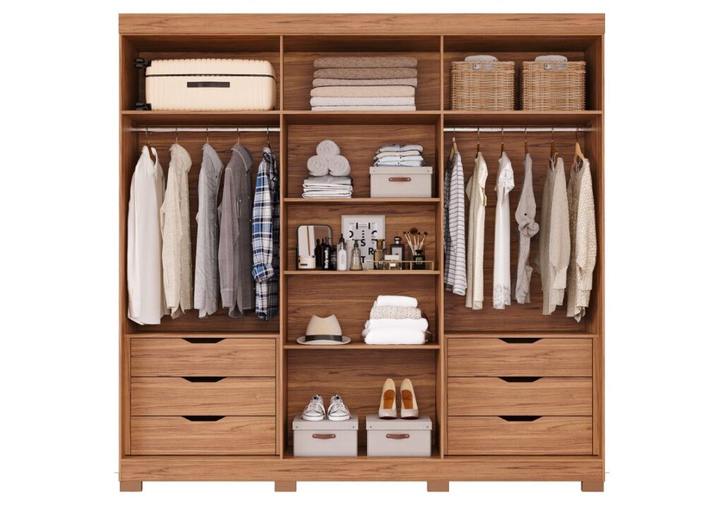 Guarda-Roupa 6 Portas Cecília 2,346 m Cinamono/Off White – PANAN MÓVEIS