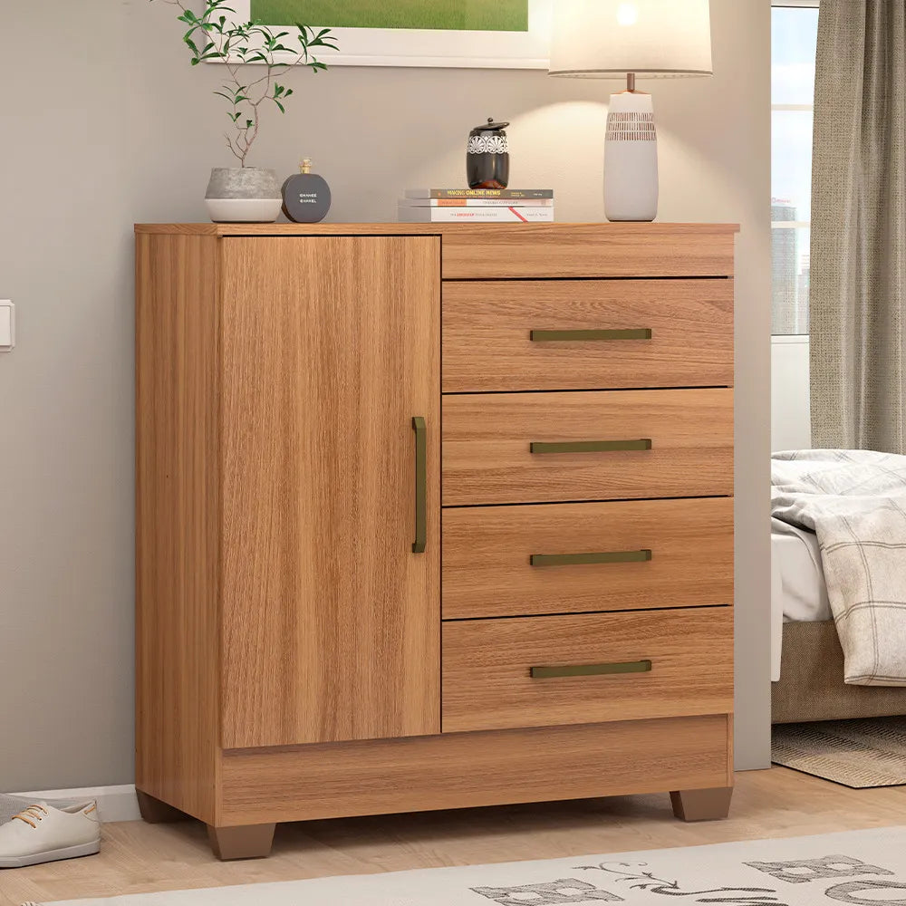 Cômoda Demobile Montevideu 4 Gavetas com Pés amêndoa