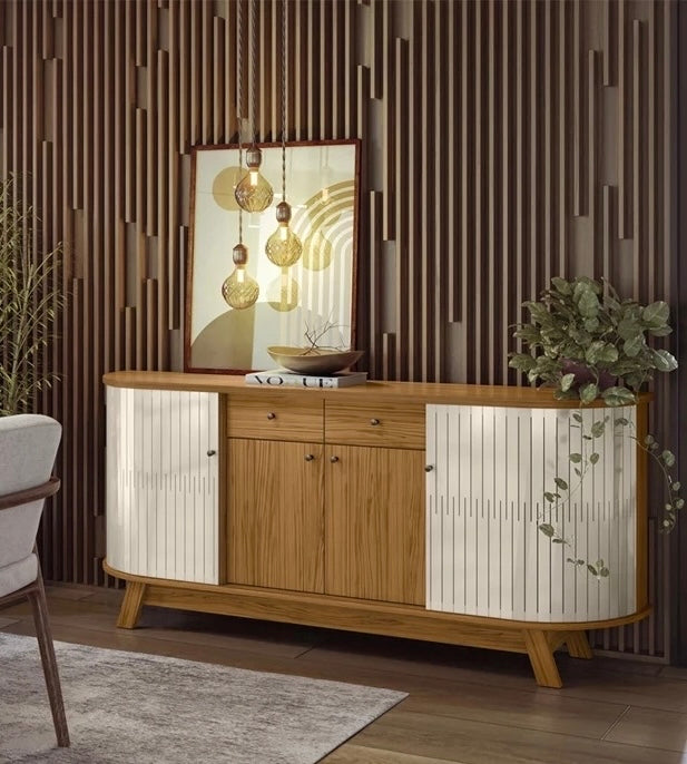 Buffet Monaco 4P2G Naturale.Off White Madetec - Móveis furniture
