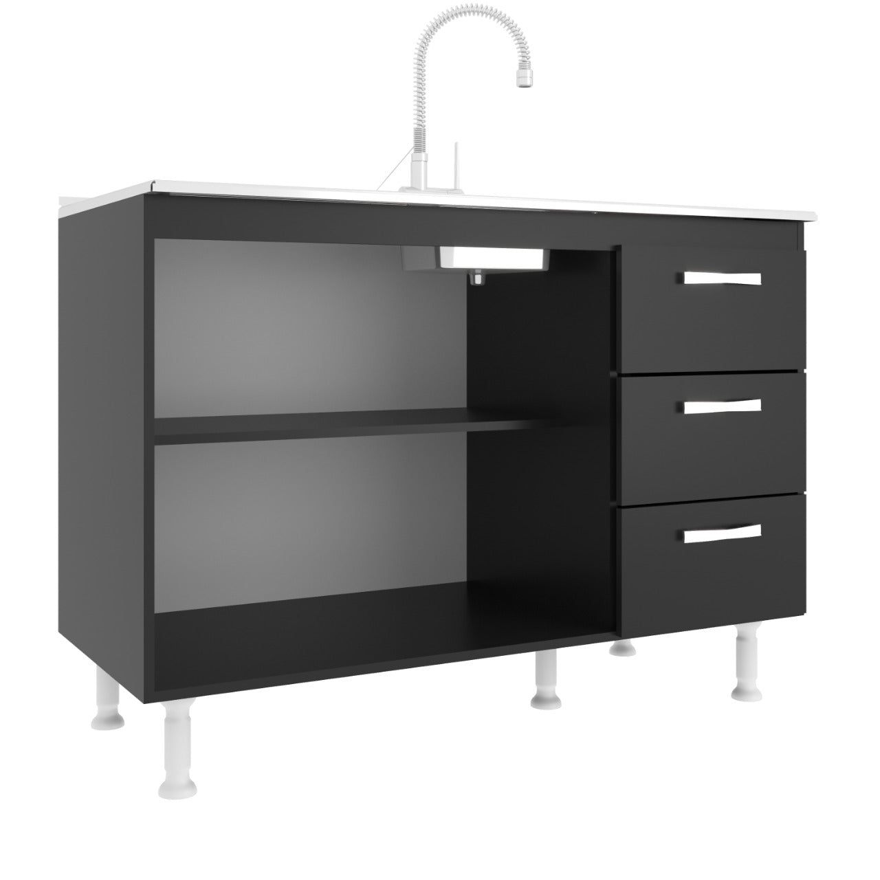 Balcão para Pia 120cm com Tampo SEM A PIA - Móveis furniture