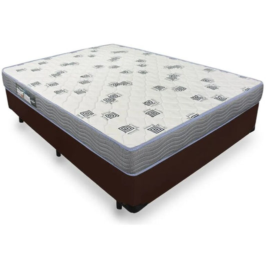 Colchão Casal Light D33 + Base Box Simples Corino Preto – ORTOBOM + BIOSTAR - Móveis furniture