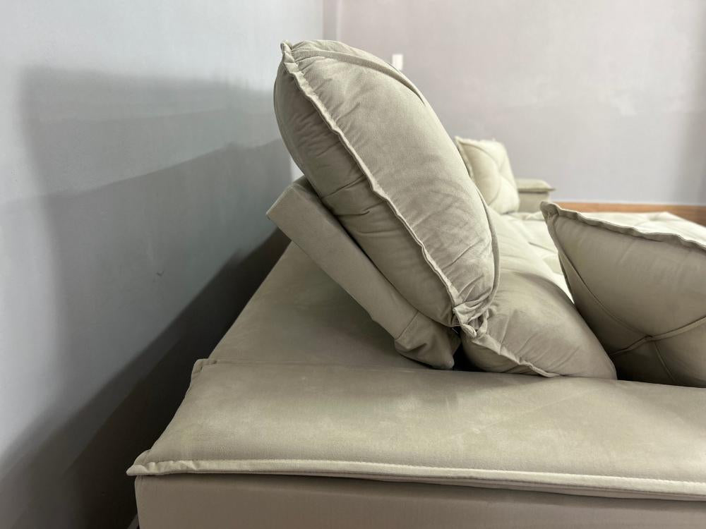 Sofá Retrátil e Reclinável Milano 2.50m – Bege Veludo