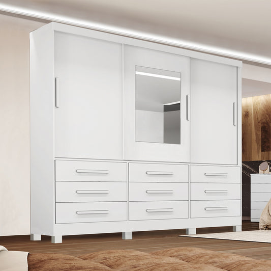 Guarda-Roupa 3 Portas(Com Pés)Athenas 1,80 m Branco – BIANCHI