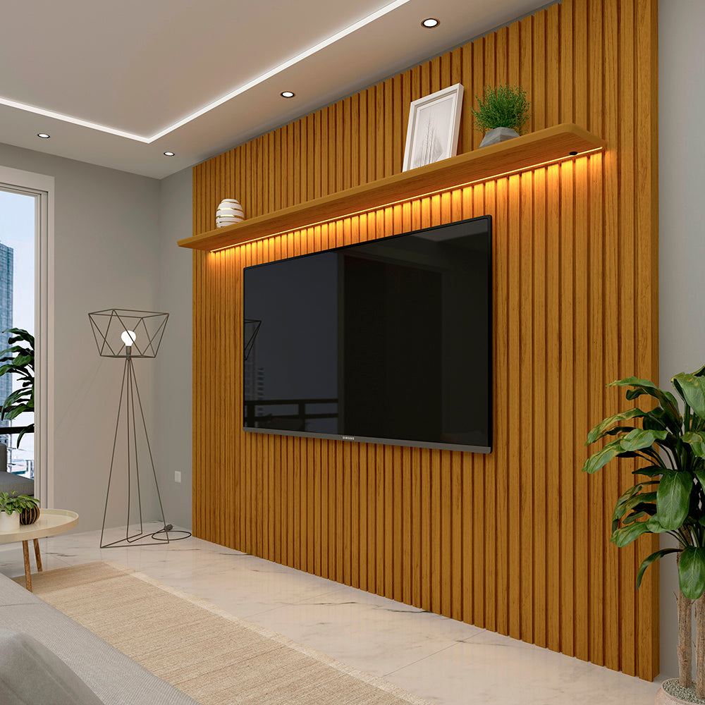 Painel Nobre Ripado 230 1P com LED Naturale Gelius - Móveis furniture