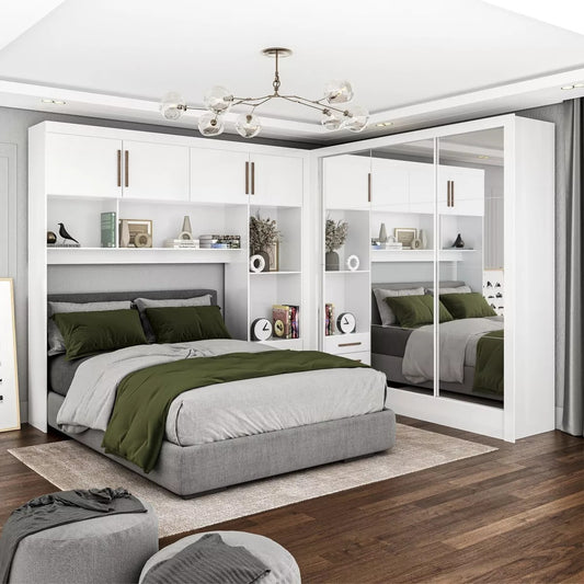 Modulado 4 Portas + Guarda-Roupa 3 Portas Dubai/Santiago Premium Branco – CARIOCA MÓVEIS