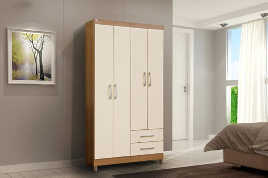 Guarda-Roupa 4 Portas Madri Mel/Off White – RUD RACK - Móveis furniture