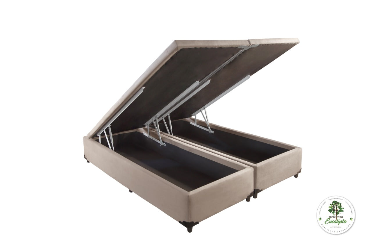 Base Bau Queen Bipartida 2x 79x198x40 Corino Bege
