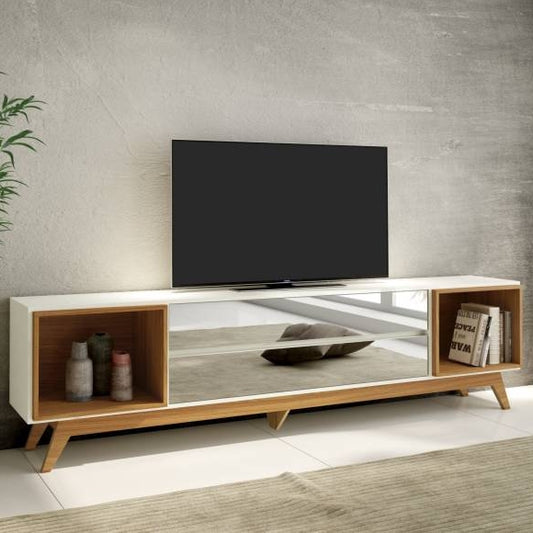 Rack até 60″ Anita R422 Off White/Freijó – DALLA COSTA - Móveis furniture