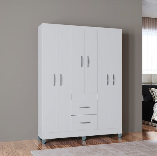 Guarda-Roupa 6 Portas Milão 1,35 m Branco – POQUEMA - Móveis furniture