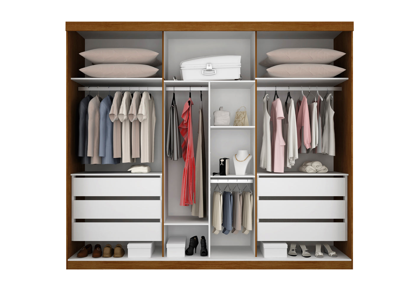 Roupeiro Orion 6P6G Ipe.Off White - Móveis furniture