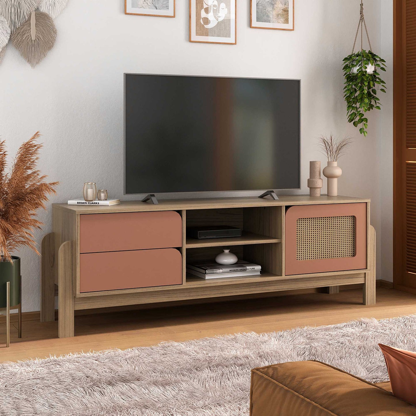 Rack Artely Nature 160 1P2GF Carvalho.Terracota Artely - Móveis furniture