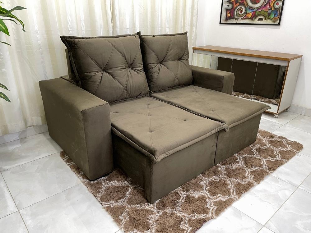 Sofá Retrátil Reclinável Vogue 1.80m – Marrom Veludão - Móveis furniture