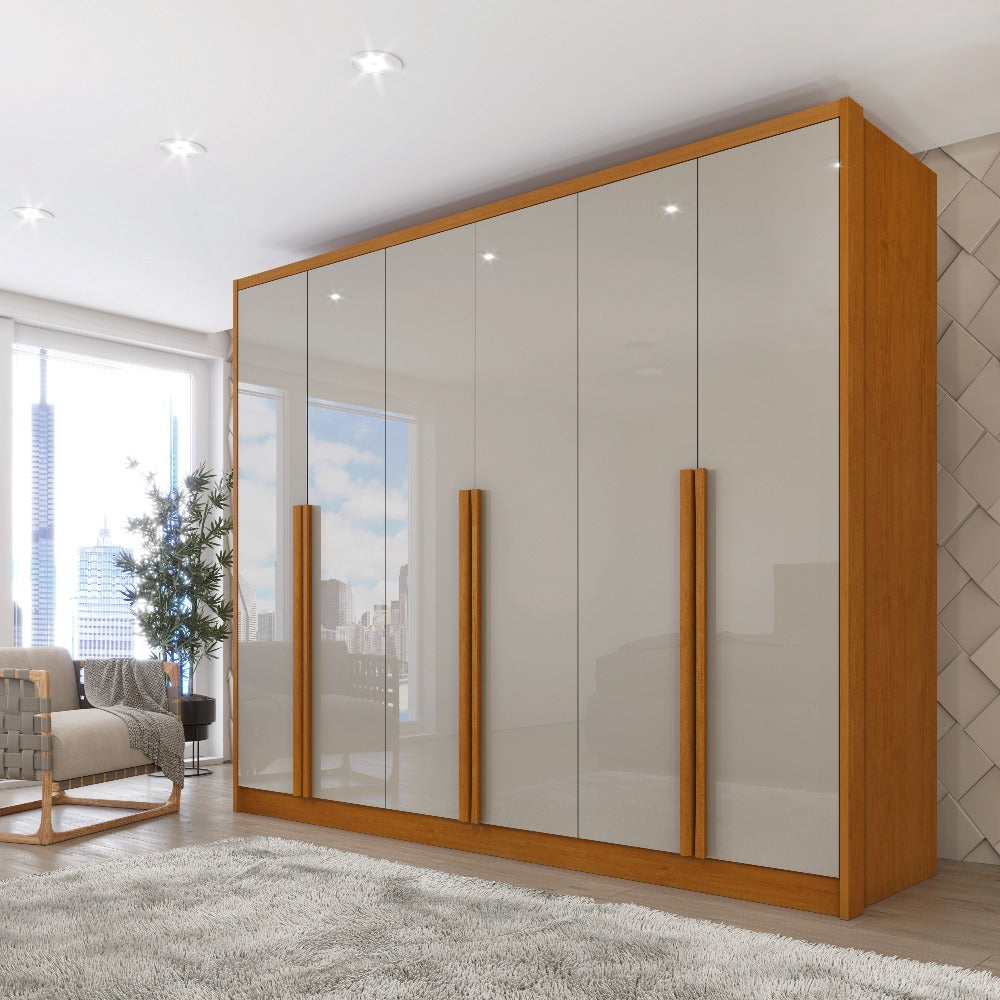 Guarda Roupa Realeza Casal 6 Portas 6 Gavetas Tcil cinamomo/off white