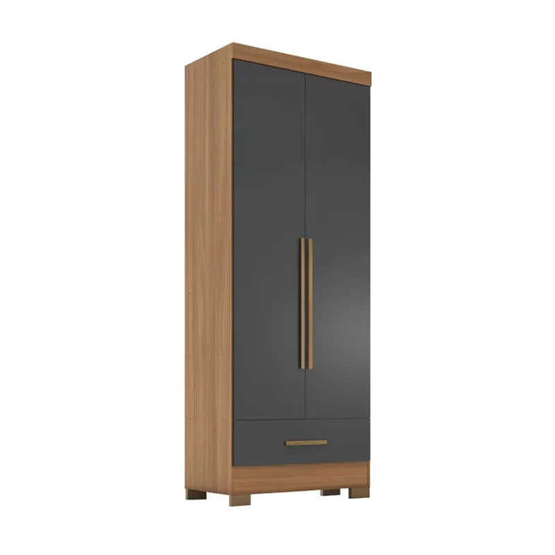 Roupeiro Solteiro Smart Plus 2 Portas 1 Gaveta Larg. 0.85m (GR2123) Cinamomo/Chumbo Rodial Móveis - Móveis furniture