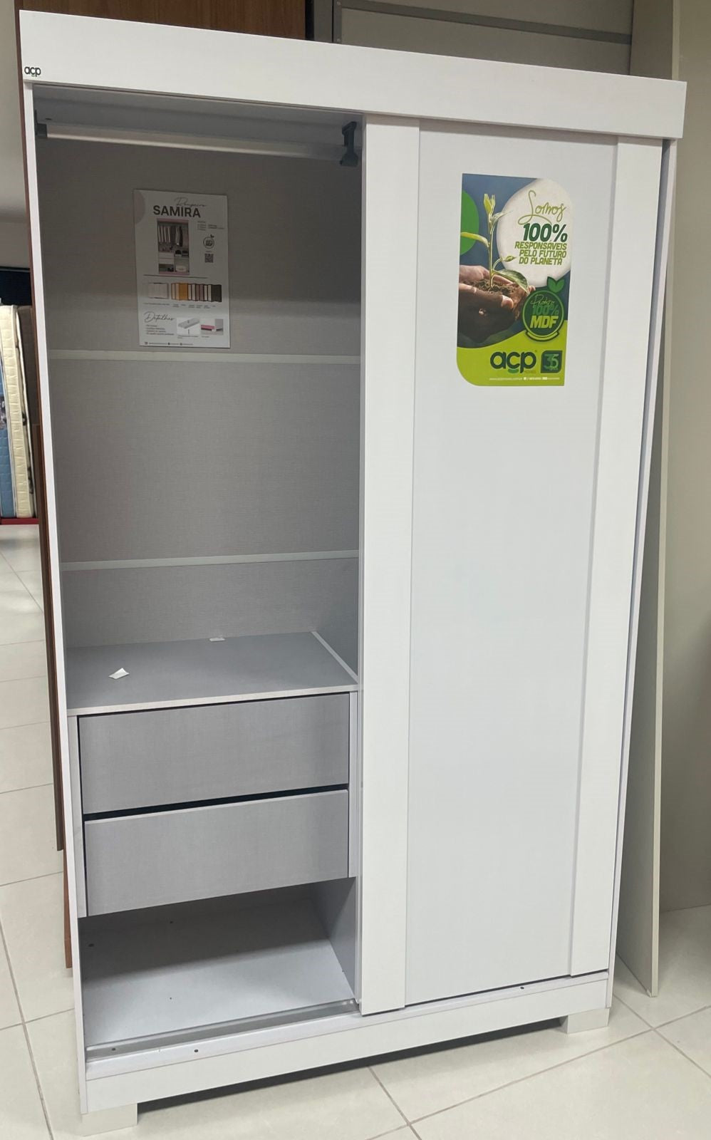 Guarda-Roupa 2 Portas Samira 1,098 m Branco/Azul/Lilás/Rosa Flex – ACP MÓVEIS - Móveis furniture