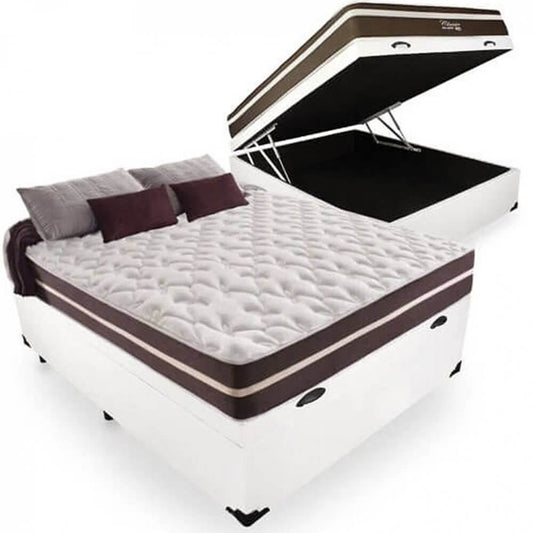 Base Box Baú com Colchão Clássico Casal Molas Ensacadas Bellabox 60x188x138 - Móveis furniture
