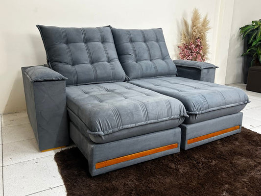Sofá Retrátil Reclinável Iguaçu 2.10m – Cinza Veludão - Móveis furniture