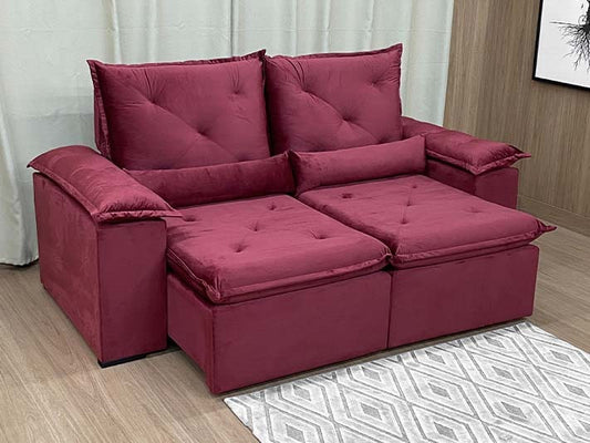 Sofá Retrátil Reclinável 2,00 m Vinho - Móveis furniture
