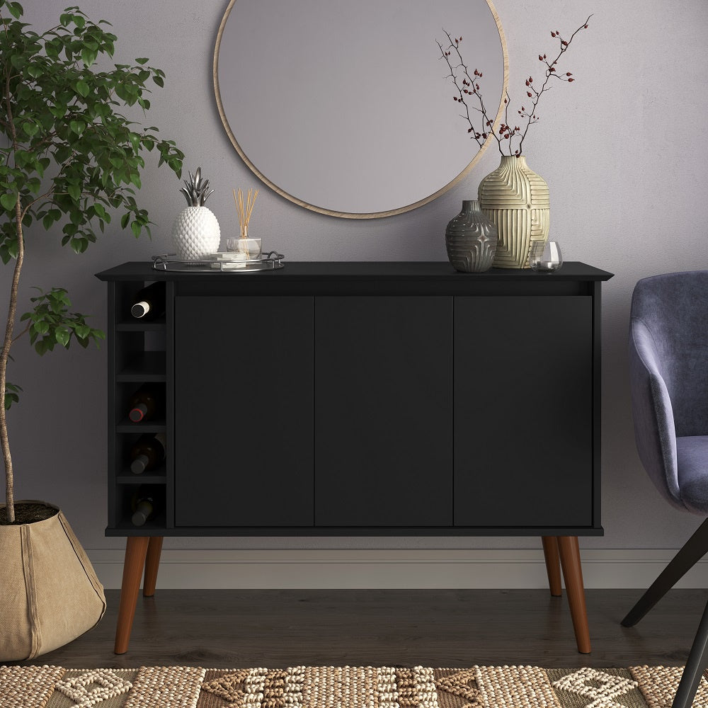 Aparador com Adega London 3P Preto - Móveis furniture
