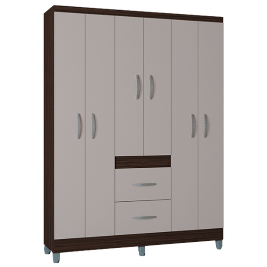 Guarda-Roupa 6 Portas Milão 1,35 m Chocolate/Off White - Móveis furniture