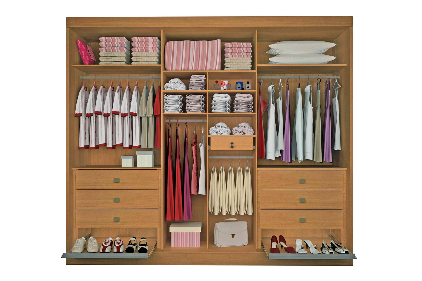 Roupeiro Athos 6P Cinamomo Ripado - Móveis furniture