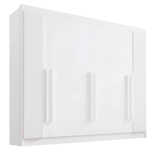 Roupeiro Athos 6P Branco Ripado - Móveis furniture