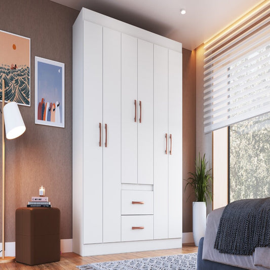 GUARDA ROUPA JAMAICA 1.37 C/ 6 PORTAS 2 GAVETAS- DORIPEL BRANCO