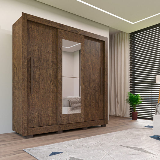 Roupeiro Cannes 3P com Espelho Wengue Naturale Imop - Móveis furniture