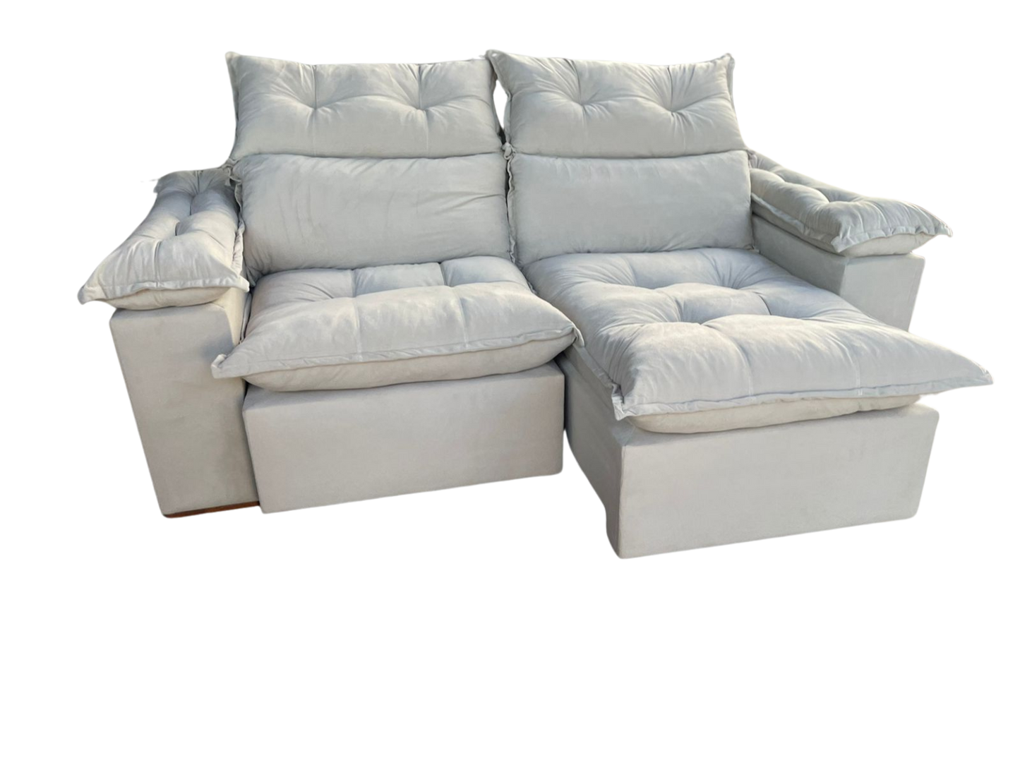 Sofá Retrátil e Reclinável Imperial 2,00 m Veludo Jolie Bege 03 – - Móveis furniture