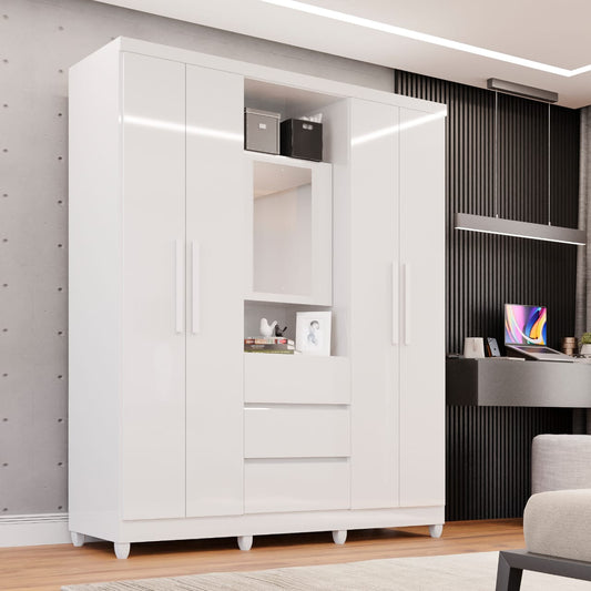 Roupeiro Capelinha Master Top 5P3G c Esp Branco Imop - Móveis furniture