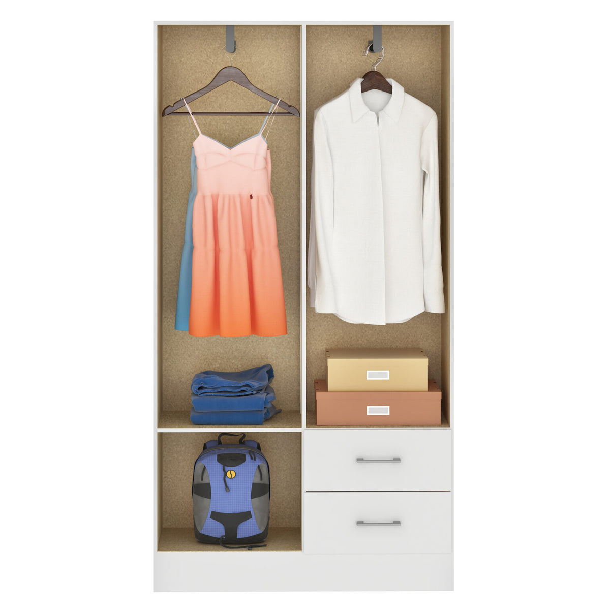 Guarda-Roupa 4 Portas Panamá 4002 0,90 m Cinamomo/Off White – FELLICCI