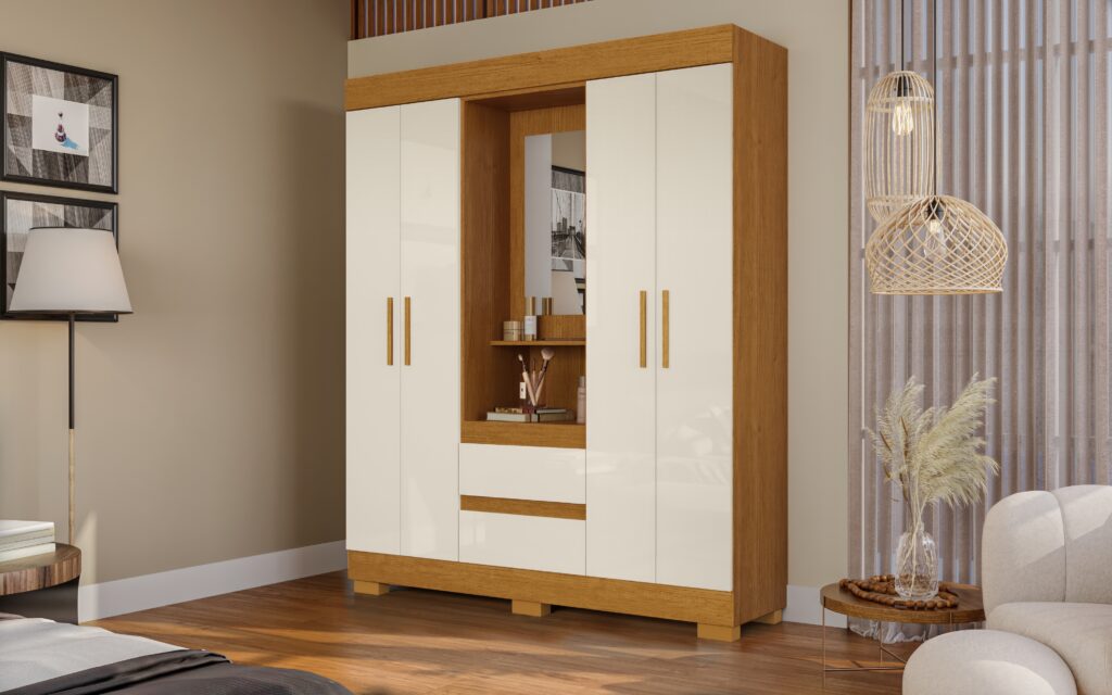 Guarda-Roupa Capelinha Isabely 1,491 m Cinamono/Off White – - Móveis furniture