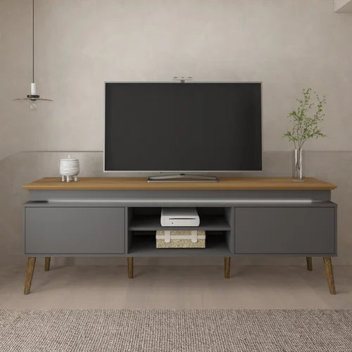 Rack para TV até 75 Polegadas com LED 2 Portas Fecho Toque Lumina Carvalho/Grafite - Móveis furniture