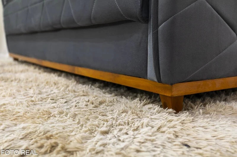Sofá 3 lugares Vican Larg. 2.00m Veludo Cinza 5001 Molas Bonnel - Móveis furniture