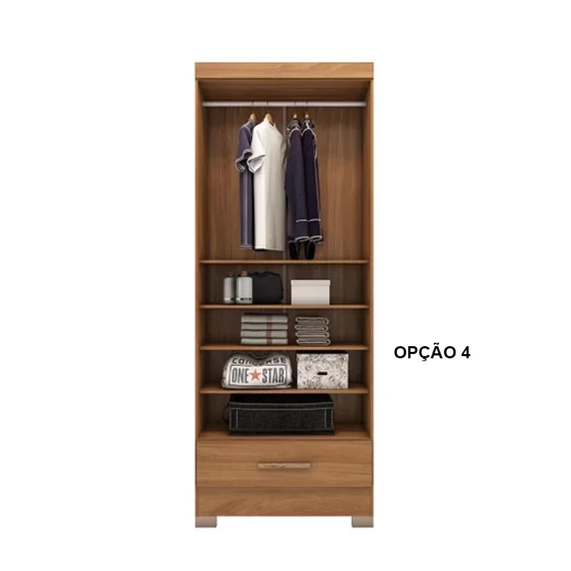 Roupeiro Solteiro Smart Plus 2 Portas 1 Gaveta Larg. 0.85m (GR2123) Cinamomo/Chumbo Rodial Móveis - Móveis furniture
