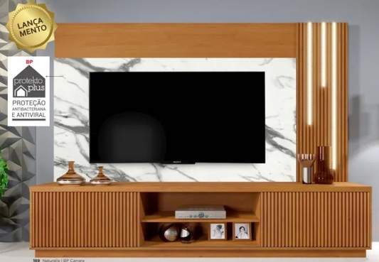 Estante Arezzo Home para TV até 75 Polegadas 2 Portas com LED Mavaular - Móveis furniture