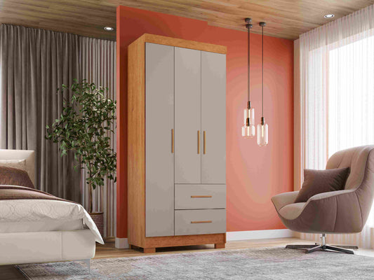 Roupeiro Estrela 3P2G c Pes Cinamomo.Off Whie - Móveis furniture