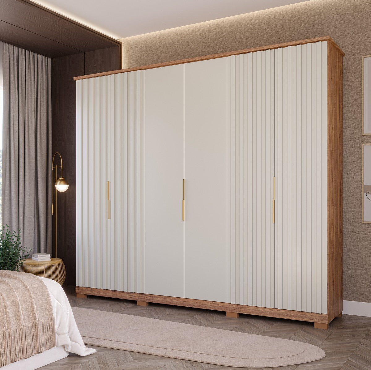 Guarda-Roupa 6 Portas La Belle 2,67 m Cinamono/Off White – PANAN MÓVEIS - Móveis furniture