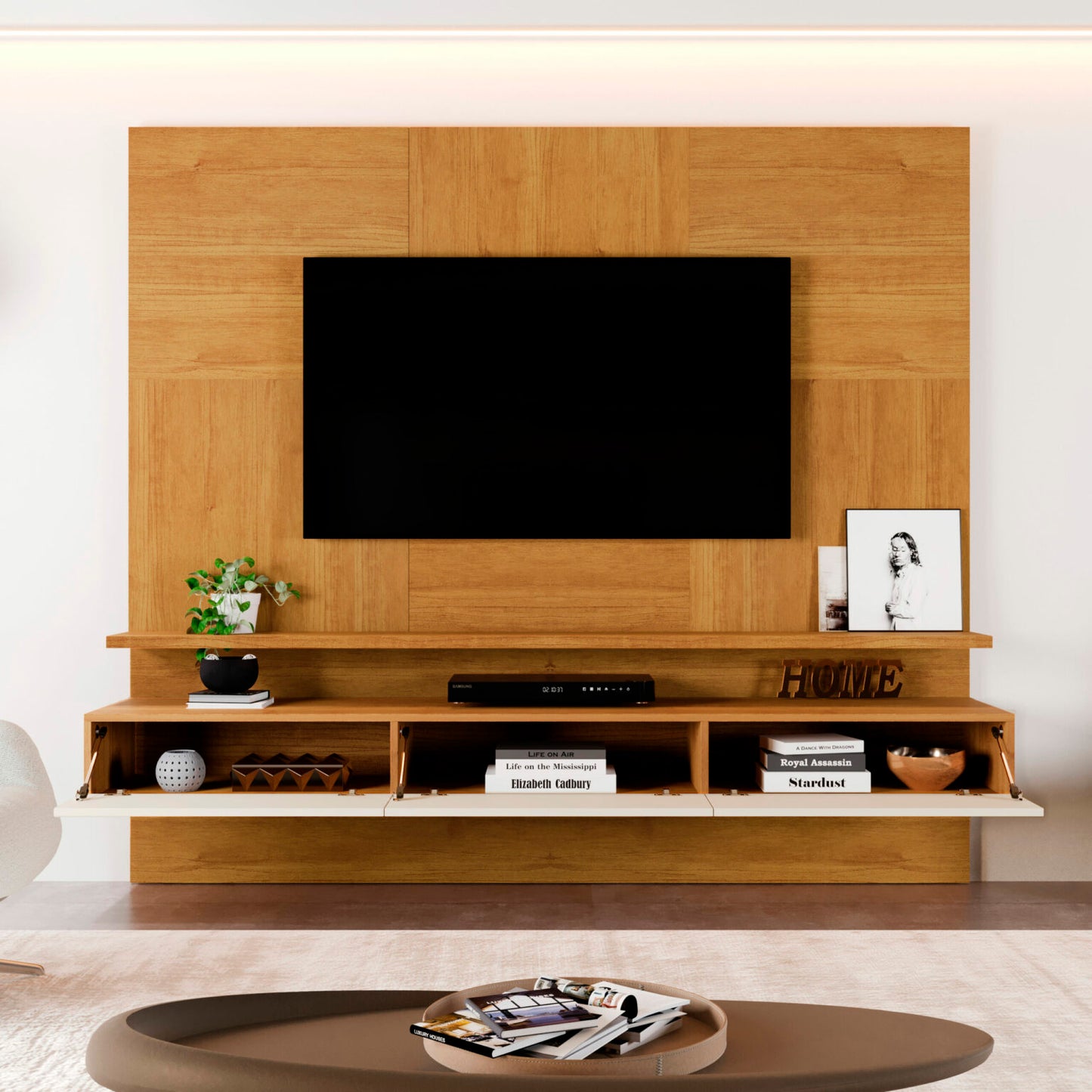 Painel até 75″ Nápoles Naturale/Off White - Móveis furniture