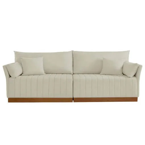 Sofá Maldivas 4 Lugares em Linho com Almofadas Soltas 220cm Luxury Bege - Móveis furniture