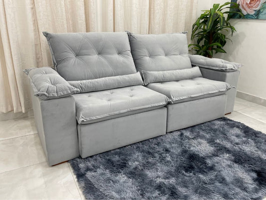 Sofá Retrátil Reclinável Las Vegas 2.30m – Prata Veludão - Móveis furniture