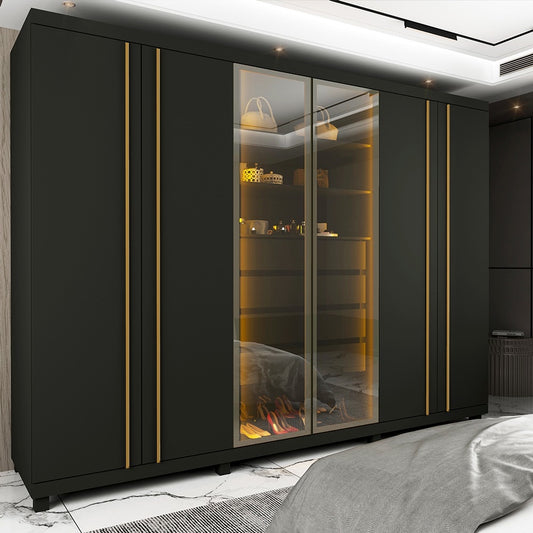 Roupeiro Absolut New Reflecta 6P c Led Pes Grafite Gelius - Móveis furniture