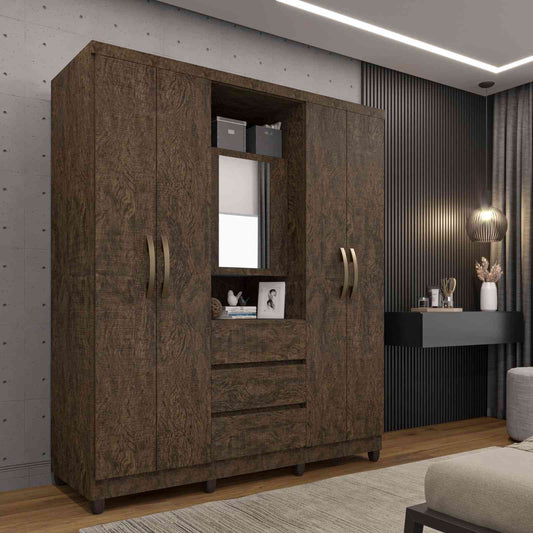 Roupeiro Capelinha Master Top 5P3G c Esp Wengue Natur Imop - Móveis furniture