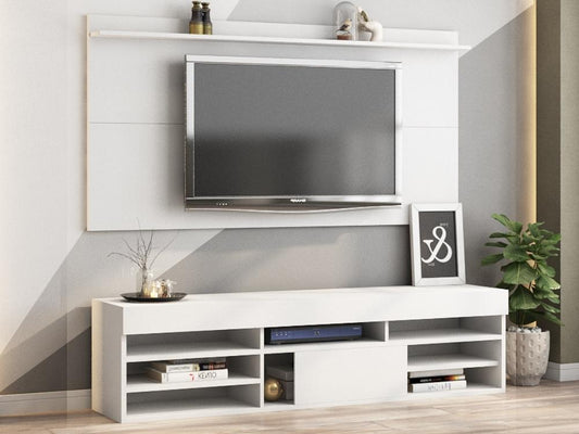 Rack Bela com Painel Ravena 55” – Branco - Móveis furniture