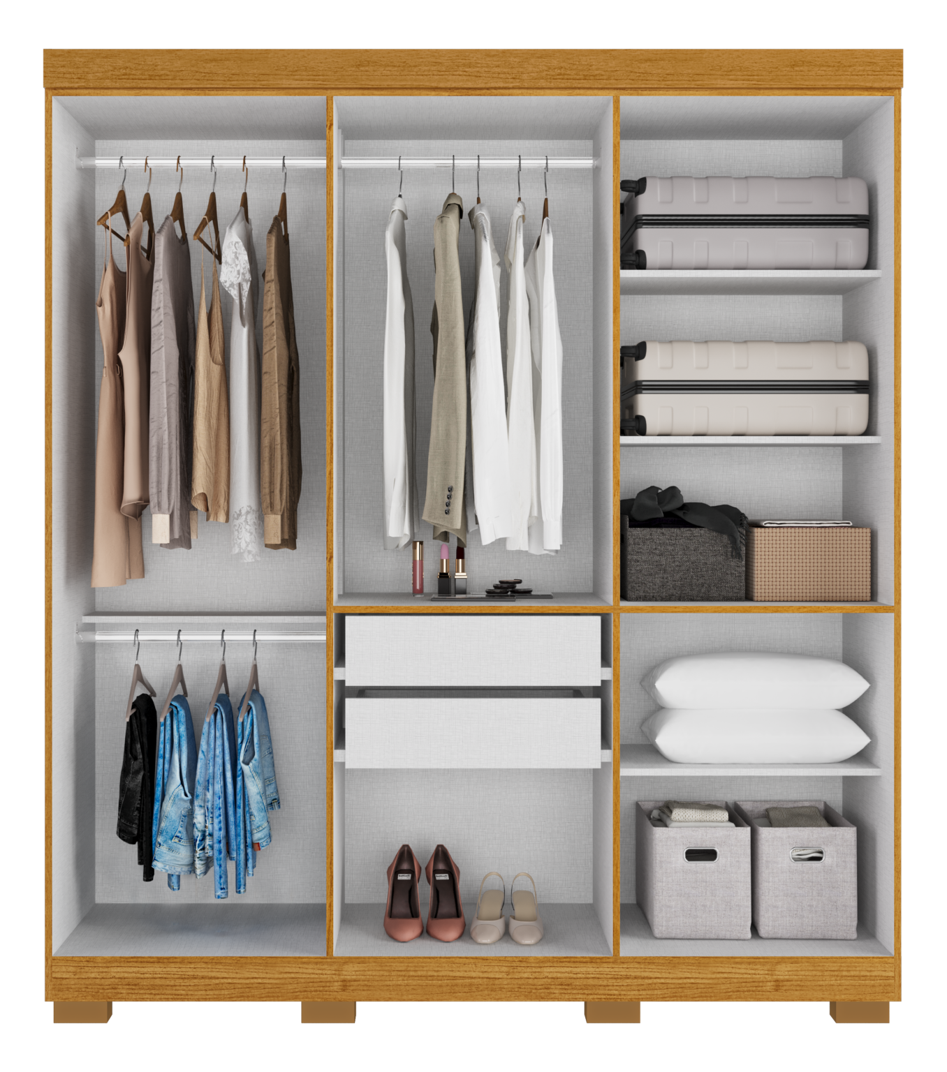 Guarda-Roupa 6 Portas Paolla 1,80 m Cinamono/Off White - Móveis furniture