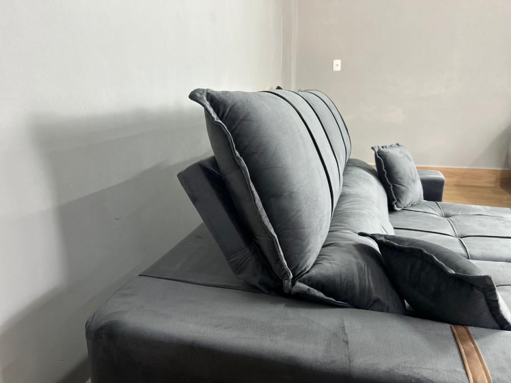Sofá Retrátil Reclinável Oásis 1.80m – Cinza Veludão