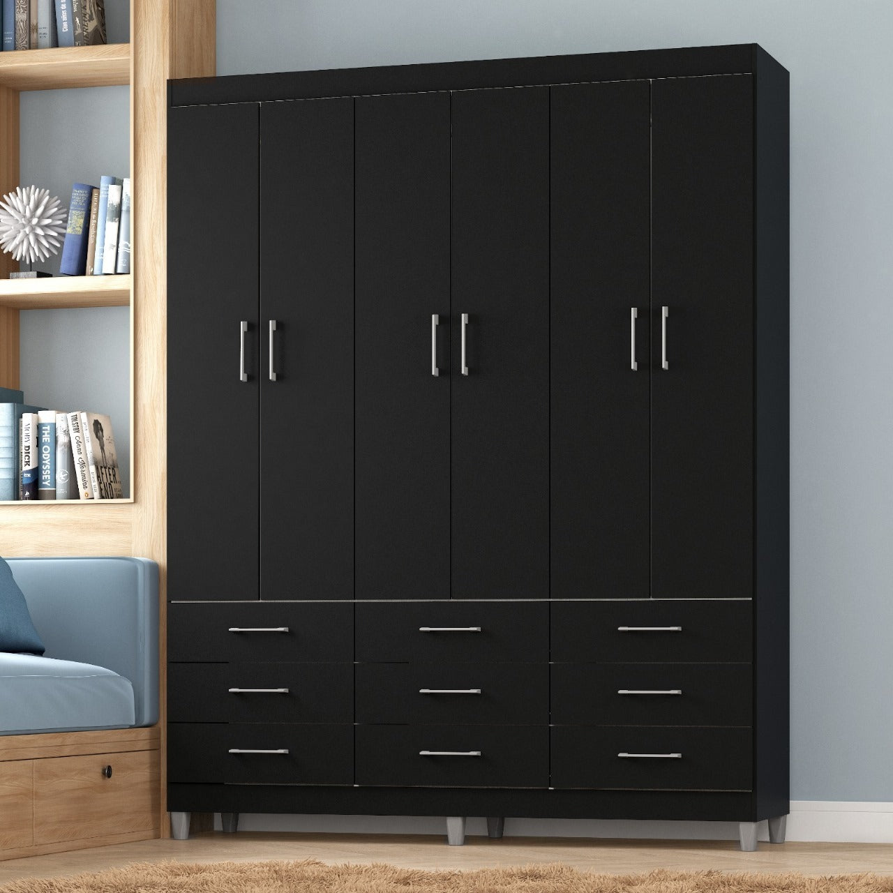 Guarda-Roupa 6 Portas Paraty 3690 1,50 m Preto – FELLICCI